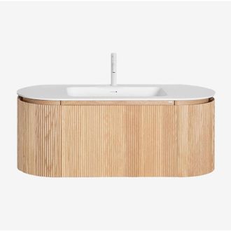 Sklum Sklum - Set mobili da bagno in legno Carsone con lavabo integrato