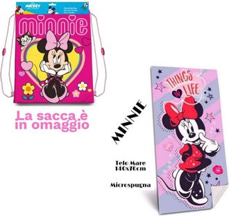 Trade Shop Trade Shop - Toalla De Playa Algod&oacute;n 14070 Toalla De Playa Minnie Mouse + Bolsa De Regalo