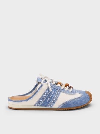 Charles & Keith Denim & Leather Slip-On Sneakers