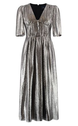 Julie de Libran Metallic Button-Down Tea Dress Size 36