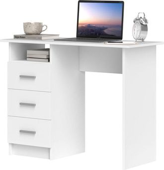 HOMCOM Scrivania con Cassetti e Ripiano Aperto in Legno Bianco e Marrone - Homcom