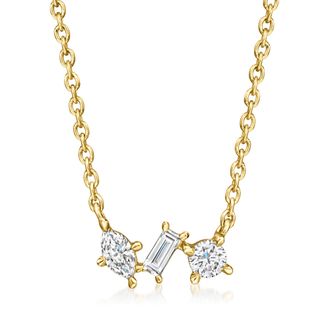 RS Pure by Ross-Simons Multi-Shaped Lab-Grown Diamond Necklace in 18kt Gold Over Sterling