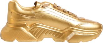Dolce & Gabbana Gold Leather Daymaster Chunky Sneakers Mens Shoes