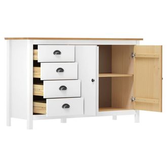 Berkfield Home Sideboard Hill White 130x40x80 cm Solid Pine Wood | Size: 130 x 40 x 80 cm