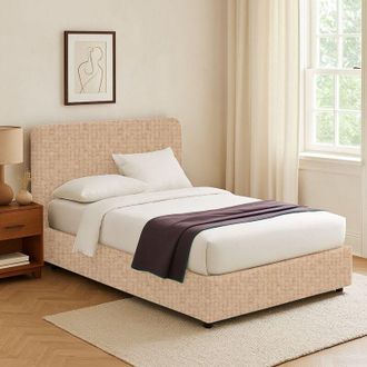 Dmora Cama Matrimonial Wigan, Desenfundable, Hecho En Italia, Beige