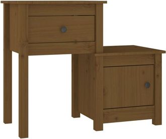 vidaXL Vidaxl - Mesita de noche madera maciza pino marrón miel 79,5x38x65,5 cm