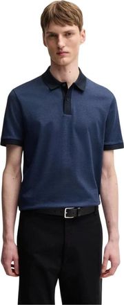 HUGO BOSS Polo Shirts, male, Blue, Size: 3XL Mercerized Cotton Polo