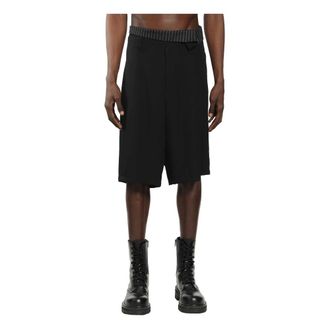 Yohji Yamamoto Korte Broeken, Heren, Zwart, M, Wol, Thai Pants