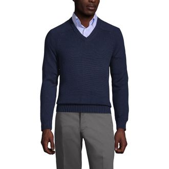 Lands End School Uniform Young Cotton Modal V-neck Sweater in Classic Navy at Nordstrom, Size X-Large
