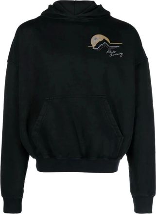 Rhude Hoodies, male, Black, L, Graphic Print Cotton Hoodie