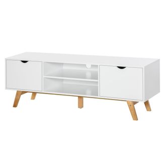 HOMCOM Particle Board 4-Compartment Media Unit White - Home Living | TJ Hughes