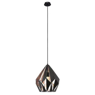 Eglo Eglo Iluminaci&oacute;n L&aacute;mpara De Techo Colgante Carlton 1 Negro Y Cobre 1xe27