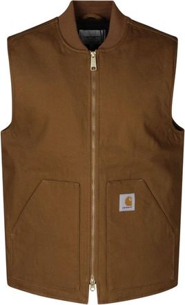 Carhartt Work in Progress Gewatteerde Vest met Kangoeroezak - Heren - Bodywarmers - Bruin - M - Katoen - Jassen