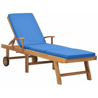 vidaXL Vidaxl - Tumbona Con Coj&iacute;n Madera Maciza De Teca Azul