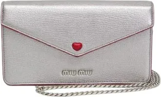 Miu Miu Pre-owned Clutches, female, Gray, Size: ONE SIZE Pre-owned Leather Shoulder Clutch