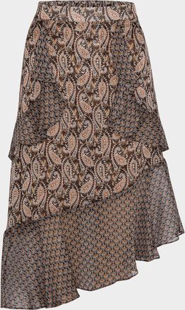 Misa Rakal Asymmetric Midi Skirt