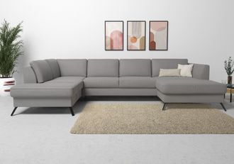 Sit&more Wohnlandschaft »Olsen U-Form« inklusive Sitztiefenverstellung, wahlweise mit Bettfunktion, 15cm hoch