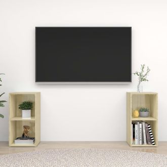 vidaXL Vidaxl - Muebles De Sal&oacute;n De Pared 2 Pzas Madera Ingenier&iacute;a Roble Sonoma