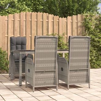 vidaXL Set Comedor De Jard&iacute;n 5 Piezas Con Cojines Rat&aacute;n Sint&eacute;tico Gris Vidaxl