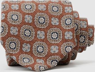 Reiss Burnt Orange Silk Floral-medallion Print Tie