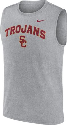 Nike USC Primetime Arch Legend Nike Mens Dri-FIT College Muscle Tank Top in Grey | 01B306GSCJ-G1M