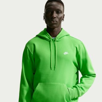 Nike Mens Club Pullover Fleece Hoodie in Green | FN3859-307