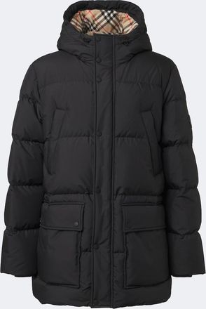 Burberry Burberry Check hooded down coat