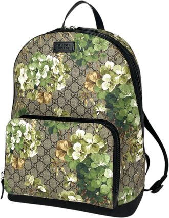 Gucci Beige Black Gg Supreme Leather Backpack (Pre-Owned)