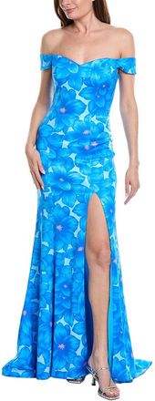 Rene Ruiz Off-The-Shoulder Folded Neckline Gown