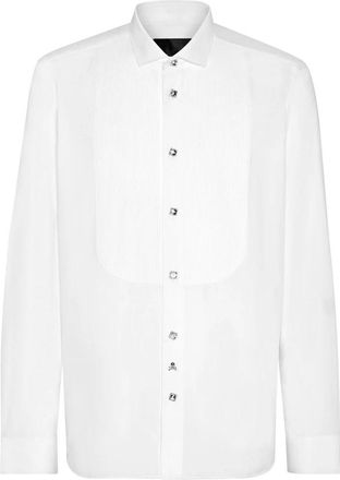 Philipp Plein Shirt Black Tie - Heren - Zakelijke Overhemden - Wit - XS - Katoen - Overhemden