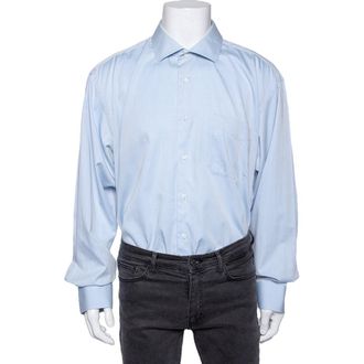 Balmain Blue Cotton Button Front Shirt 3Xl
