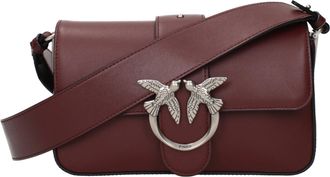 Pinko Pinko Love One Crossbodytassen Dames Leer Rood/Bordeaux