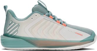 K-Swiss WomenS Ultrashot 3 Tennis Shoe In Blanc De Blanc/nile Blue/desert Flower
