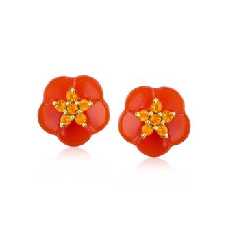 Ross-Simons Carnelian and. Citrine Flower Earrings in 18kt Gold Over Sterling