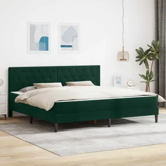 vidaXL Vidaxl Struttura Letto Con Materasso Verde Scuro 180 X 200 Cm Velluto