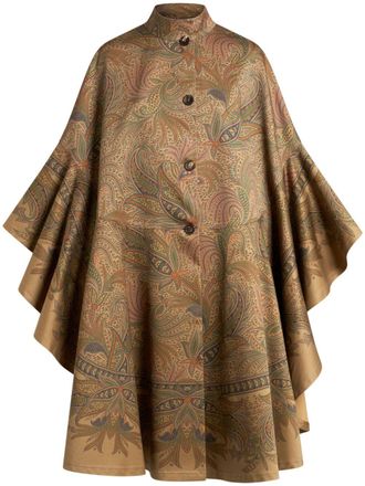 Etro paisley-print cape - women - Cotton/Viscose - 40 - Neutrals