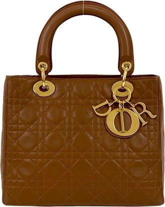 Dior Brown Leather Handbag Tote Bag (Pre-Owned)