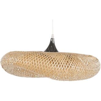 Beliani Lampadario in Bamb&ugrave; Marrone Chiaro e Metallo Forma Curva 118 x 80 cm Boyne