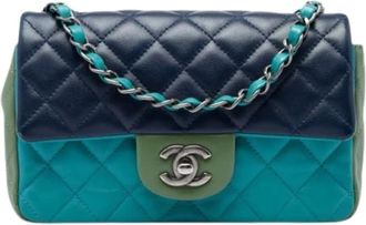 Chanel Pre-owned Flap Bag - Dames - Vintage Mini Tas - Blauw - ONE Size - Leer - Vintage