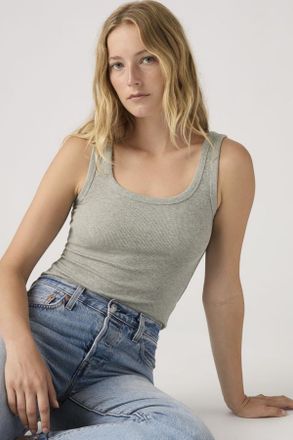 Levi's Hayes Ribbed Tank Top - Donna - L - Grigio / Medium Heather Gray