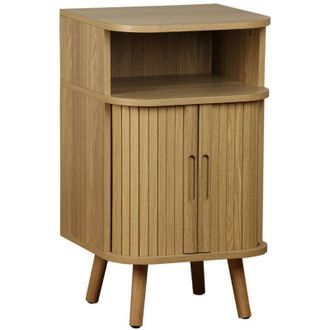Sweeek Bedside table with sliding doors and 1 niche, Legacy, Natural, 40x40x70 cm