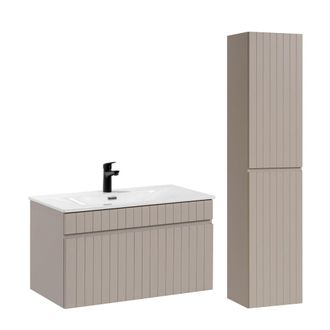 Petits Meubles Set lavabo encastrado 80 cm y mueble columna estratificado 80cm