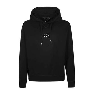 Dsquared2 Hoodies, male, Black, Size: XS Printed Hoodie Sweatshirt for Fall/Winter