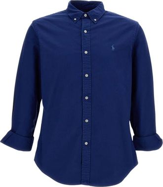 Polo Ralph Lauren Overhemden, Heren, Blauw, L, Katoen, Button-down Piqu&eacute; Shirt