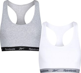 Reebok Bustier REEBOK FRANKIE, Damen, Gr. XS, N-Gr, wei&szlig;, grau melange, Obermaterial: 95% Baumwolle, 5% Elasthan, bedruckt, unifarben, BHs Bustier, breite Tr