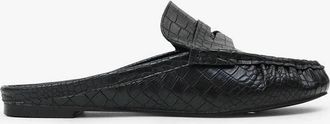 Lemonade Womens Chic Slip On Loafer Mules In Black Croc