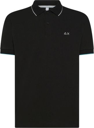 Sun 68 Tops, Heren, Zwart, M, Katoen, Zwart poloshirt met kraagdetail
