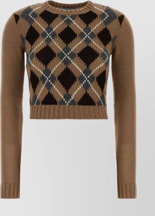 Prada cashmere sweater with cropped length and argyle