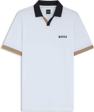 BOSS Active slim-fit ripstop polo shirt with color-blocking
