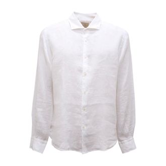 PORTOFIORI Camicia 2830Ss Custom Fit Linen Shirt - male - Portofiori - Casual Shirts - White - 3XL - Shirts